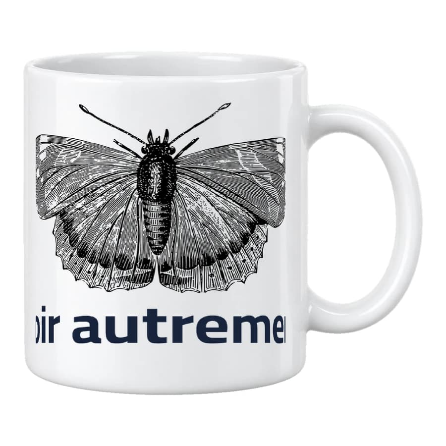 Mug — Papillon · Ombres du jardin — الأمام — أبيض