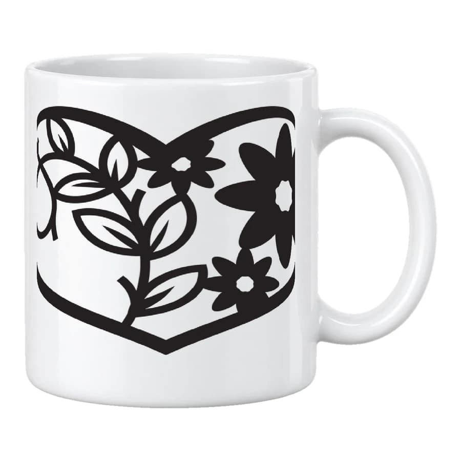Mug — Cœur en dentelle — Devant — Blanc